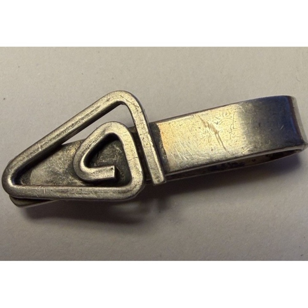 Vintage Delfino Taxco Mexico Sterling Silver ART DECO Triangle Tie Bar Clip